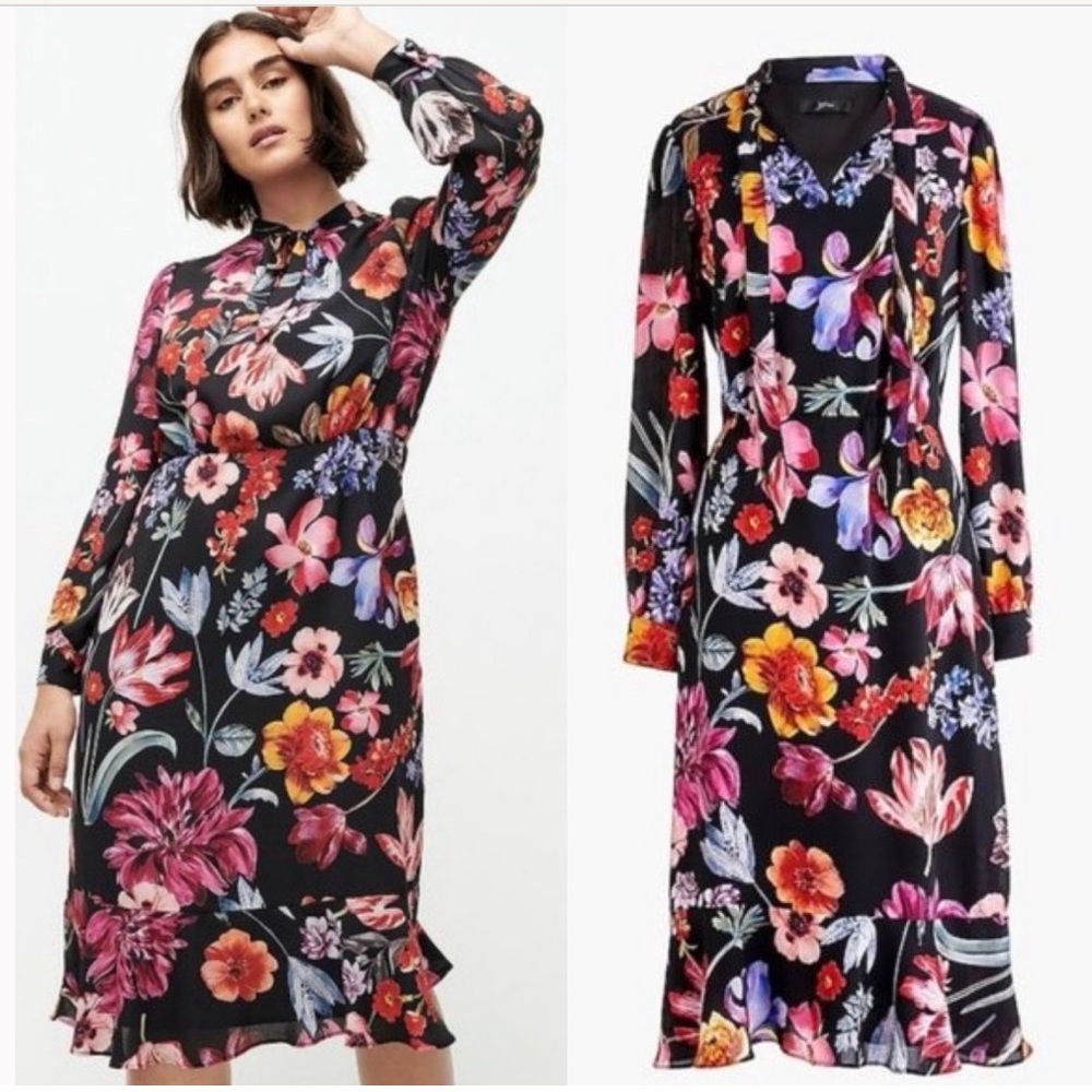 J Crew Tie Neck Midi Dress in Midnight
Dutch Floral | 6